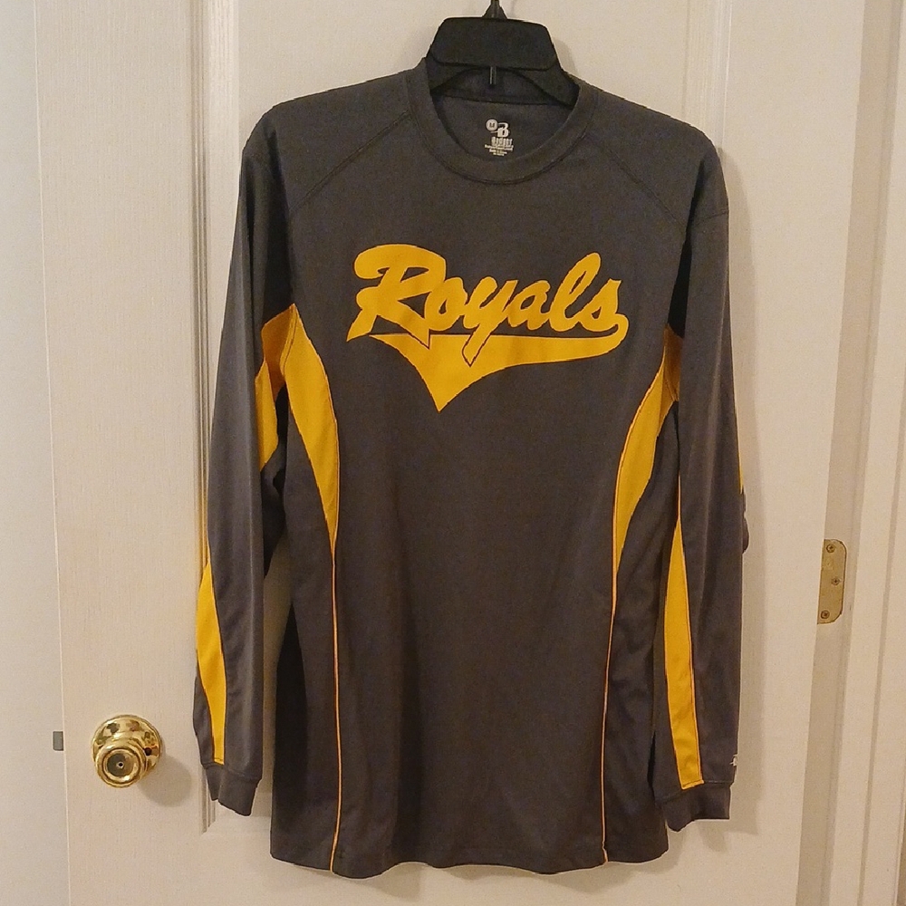 Royals Long Sleeve Sports Shirt in Gray and Yellow